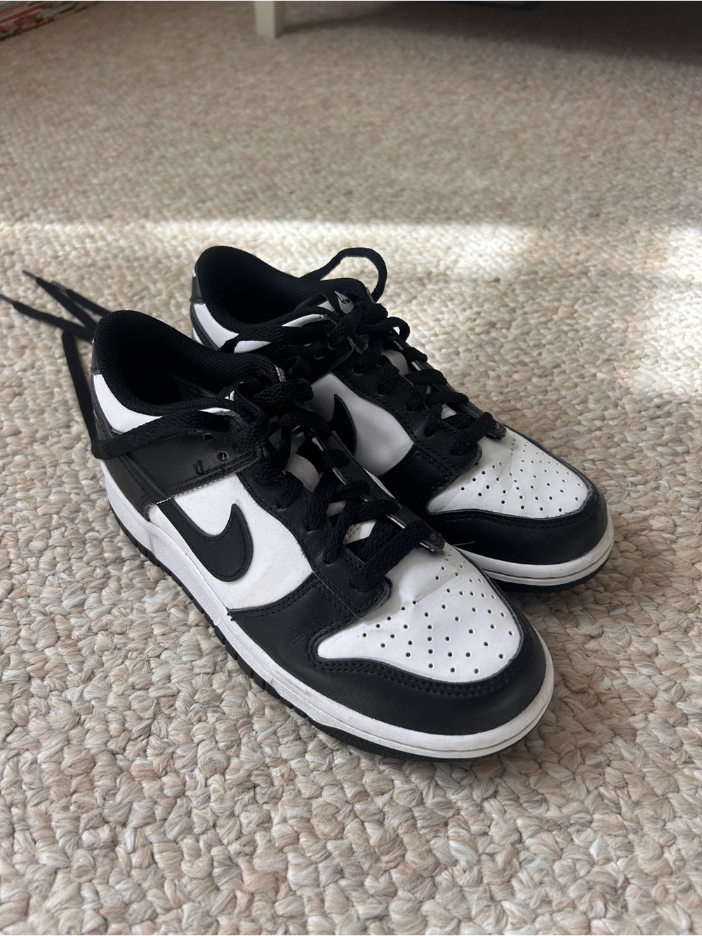 Nike Youth Black and White Low-Top Sneakers